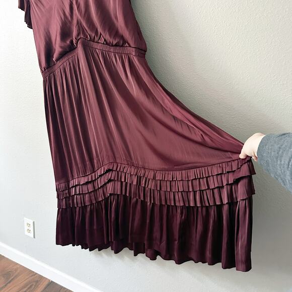 Lane Bryant Short Sleeve Burgundy Draped Midi Dress women's plus size 26 - Picture 6 of 14